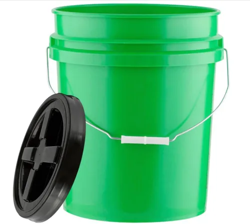 Miniatura 5 de House Naturals Cubo de plástico de grado alimenticio de 5 galones con tapa hermética de rosca fabricada en Estados Unidos, recipiente verde con tapa