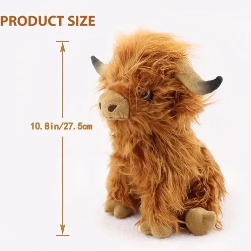 Miniatura 4 de Highland Cow - Animal de peluche realista de vaca escocesa, juguete de peluche suave de animales de granja, regalo para adultos, niños y niñas