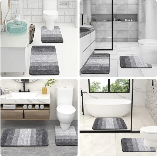 Miniatura 9 de OLANLY Juego de Alfombras de Baño de 2 Piezas, Tapetes de Baño de Microfibra Suave y Absorbente y Alfombra de Contorno en Forma de U para Inodoro
