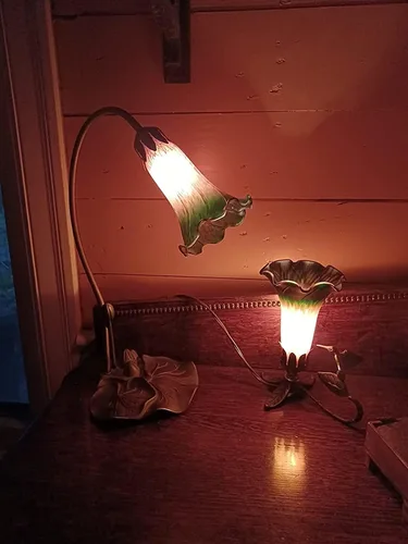 Miniatura 5 de Pantalla de cristal soplado Lily Flower, tulipán estilo Tiffany reemplazo para lámparas de mesa y pie, diámetro interior de apertura de 1.06 Ámbar