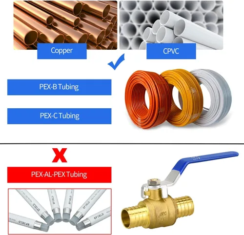 Miniatura 5 de Válvulas de bola PEX de 1", válvula de cierre de puerto completo de latón PEX, cierre de parada de agua de puerto completo, válvula de cierre de agua