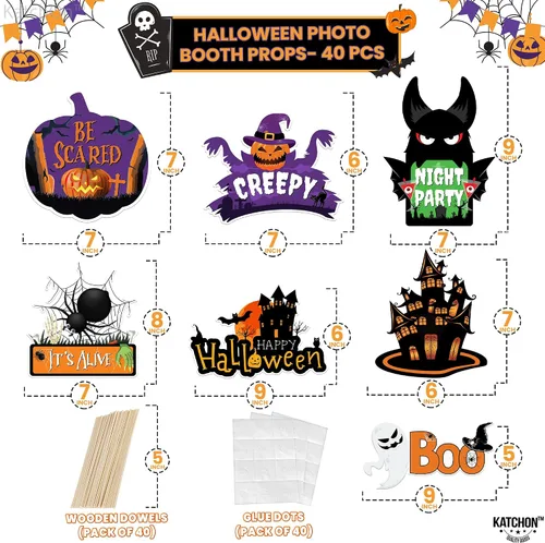 Miniatura 2 de KatchOn, Juego de accesorios de Halloween, paquete de 35 Accesorio de cabina de fotos del Día de los Muertos para decoraciones de fiesta mexicana