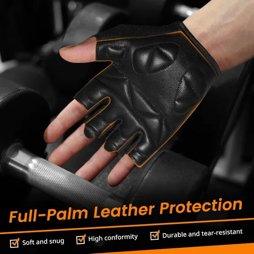 Miniatura 2 de ATERCEL Guantes de entrenamiento de cuero de alta calidad, ideales para hombres y mujeres, adecuados para levantamiento de pesas, gimnasio, ciclismo