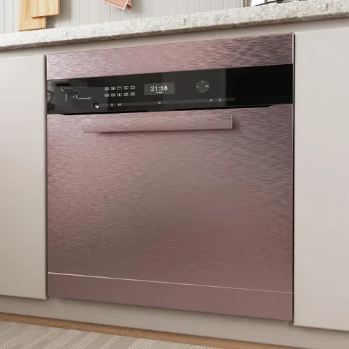 Miniatura 2 de CRE8TIVE Papel de contacto de acero inoxidable dorado rosa de 12 x 80 pulgadas para papel tapiz de cocina, papel tapiz metálico cepillado