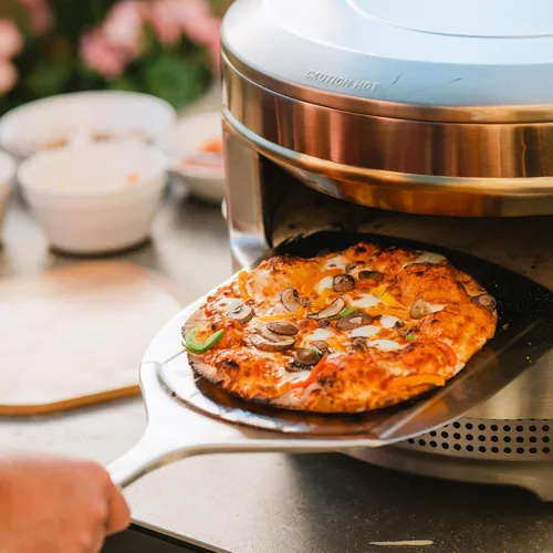 Miniatura 5 de Solo Stove Cáscara de pizza inoxidable Tabla de servir inoxidable, paleta de pizza con crestas integradas, accesorio para horno de pizza Solo