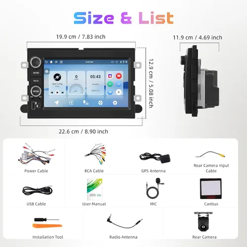 Miniatura 7 de Hodozzy Estéreo de coche 4G+128G para Ford F-150 2004-2008 Android 7 pulgadas Incell pantalla táctil estéreo navegación GPS con Carplay inalámbrico