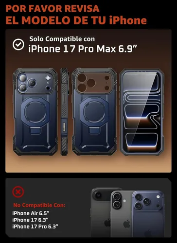 Miniatura 2 de SUPCASE Funda para iPhone 17 Pro Max (UBGrip Pro), [protector de pantalla de vidrio templado integrado y soporte] [cubierta de control de cámara]