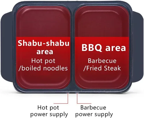 Miniatura 6 de CNCEST 2 en 1 portátil eléctrica olla caliente barbacoa parrilla antiadherente Teppanyaki Pan 110V Hotpot interior Grill Korean BBQ Combo (negro)