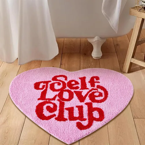 Miniatura 10 de Alfombra de baño verde bonita y divertida para dormitorio, baño, SELF Love Club de felpa moderna y genial decoración de San Valentín, regalo