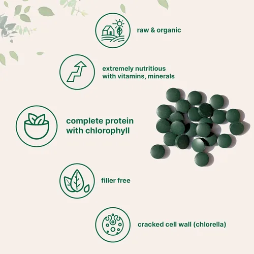 Miniatura 5 de Micro Ingredients Tabletas orgánicas de Chlorella Spirulina de 3000 mg y vitamina D3 5000iu + K2 100mcg paquete de 2 unidades Pared celular