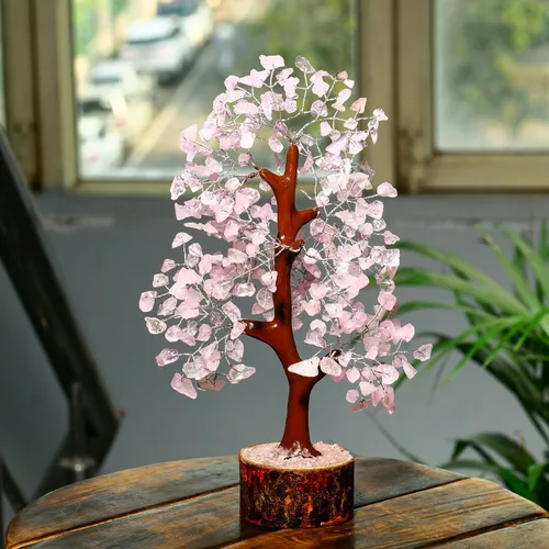 Miniatura 5 de PYOR Árbol de cuarzo rosa, árbol de gemas, accesorios de escritorio rosa, regalos para mujeres, decoración del hogar, cuarzo rosa, regalos de Acción