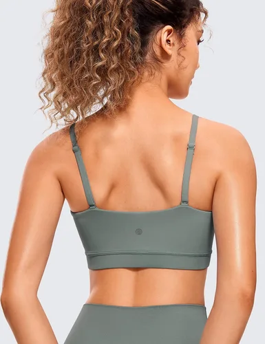 Miniatura 2 de CRZ YOGA Butterluxe - Brasier deportivo ajustable con tirantes delgados para mujer, con relleno, sin varillas, cuello cuadrado, para entrenamiento