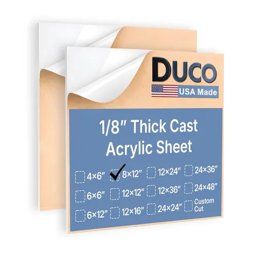 Miniatura 52 de Duco - Hoja de acrílico fundido transparente hecha en Estados Unidos, 1/8 de pulgada de grosor, 12 x 12 pulgadas, 1 paquete de láminas de plexiglás