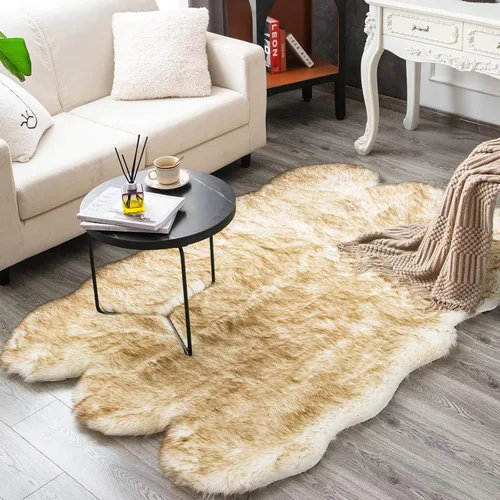 Miniatura 25 de Carvapet Funda de Silla de Piel de Oveja Sintética Suave de Lujo Cojín de Asiento Alfombras de Área de Piel Sintética Suave para Dormitorio, 2 pies