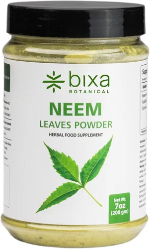 bixa BOTANICAL Polvo de hoja de neem | Azadirachta Indica | 7.05 oz / 7 onzas | Suplemento herbario antialérgico ayurvédico | Sin gluten, sin OMG,