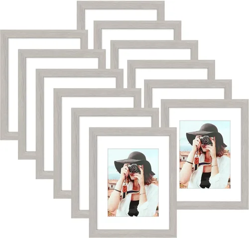 Miniatura 25 de Picrit - Juego de 12 portarretratos de 4 x 6 pulgadas, para fotos de 3.5 x 5 con paspartú o 4 x 6 pulgadas sin paspartú, marcos para colgar