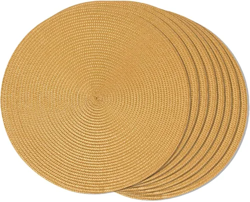 Miniatura 69 de FunWheat Juego de 6 manteles individuales redondos trenzados para mesas de comedor, tejidos, lavables, antideslizantes, de 15 pulgadas