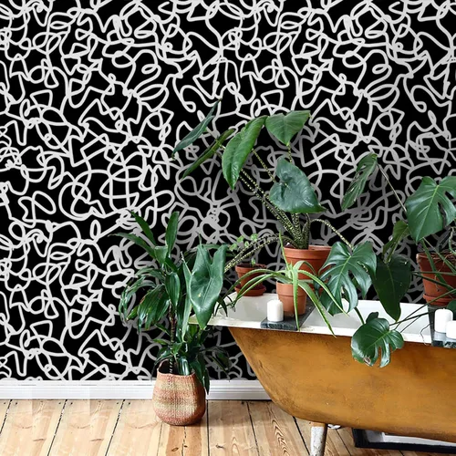 Ismoon Papel tapiz autoadhesivo de 17.3 x 118 pulgadas, papel de contacto blanco y negro, moderno, a rayas, extraíble, autoadhesivo, para baño,