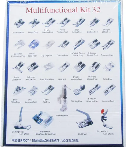 Miniatura 2 de CKPSMS Marca -32 piezas #KP-19018 Juego de prensatelas para máquina de coser doméstica, compatible con/reemplazo para máquinas de coser Brother