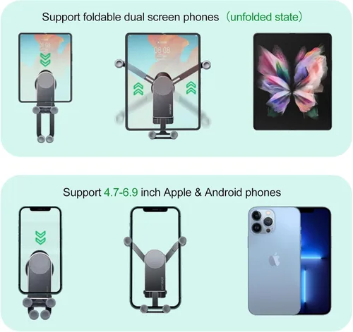 Miniatura 2 de Z Fold 4 - Soporte de automóvil para ventana de parabrisas de salpicadero, aluminio 2 modos para Samsung Galaxy Z Fold 6 5 4 3 2 Accesorios y iPhone