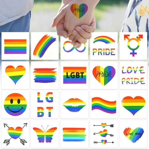 Miniatura 3 de CCINEE 40 hojas de tatuajes de orgullo arco iris, tatuajes de orgullo gay, impermeables, tatuajes temporales LGBT, calcomanías de tatuaje de arco