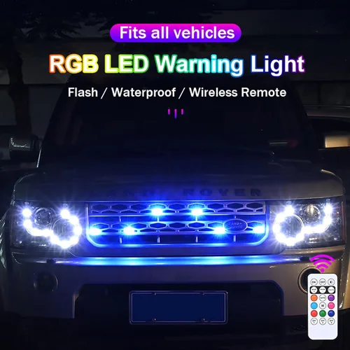 Miniatura 2 de 4 luces estroboscópicas LED RGB inalámbricas con control remoto, 8 colores, 10 modos, recargable por USB, impermeable, anticolisión, luz