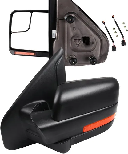 Miniatura 42 de Juego de montaje de espejos laterales Compatible con 1987-2002 para Jeep Wrangler con puerta media, plegable manual, espejo negro manual texturizado