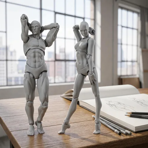 Miniatura 5 de AXITWXIT Cuerpo Kun Artista Maniquí Figura Suministros de Dibujo Herramientas de Dibujo, Maniquí para Artistas Figuras de Dibujo Modelo para Gris