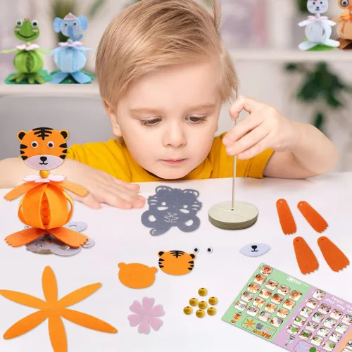 Miniatura 5 de Kits de manualidades Coola para niños de fieltro Animales pequeños para niños - Pack de 6 Arte y manualidades DIY Juguetes educativos tempranos