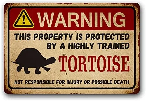 Eveokoki Letrero de TORTOISE, divertido letrero de advertencia de metal, regalo para mascotas, mascota exótica, letrero de lata para mascotas S-8