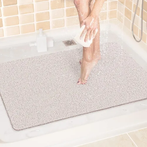 Miniatura 51 de LuxStep - Tapete de ducha, de 24 x 36 pulgadas, tapete de baño antideslizante con drenaje, tapete de baño de cloruro de polivinilo, de secado Gris