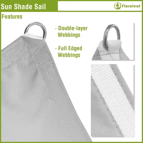 Miniatura 2 de Vela de Sombra Solar 10' X 15' Rectangular Impermeable Vela Solar con Bloqueo UV Toldo para Patio Exterior Césped Jardín Patio Trasero, Gris Claro