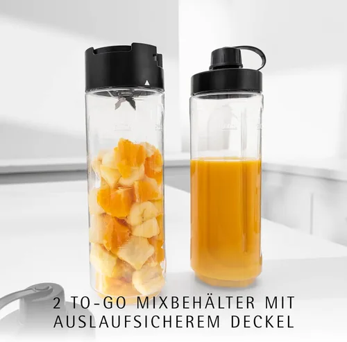 Miniatura 3 de WMF Küchenminis Batidora de pie para batir con 2 recipientes de 0,6 L, licuadora de alto rendimiento de 300 W, acero inoxidable mate, negro
