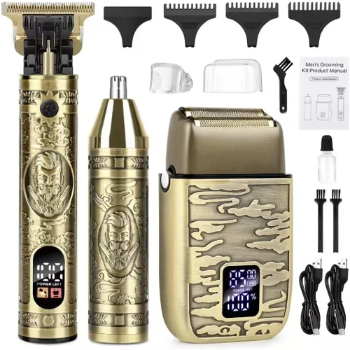 Miniatura 8 de Cortadora de pelo de nariz para hombres, cortadora de pelo facial inalámbrica con hoja en T, recortadora de barba, afeitadora eléctrica de papel