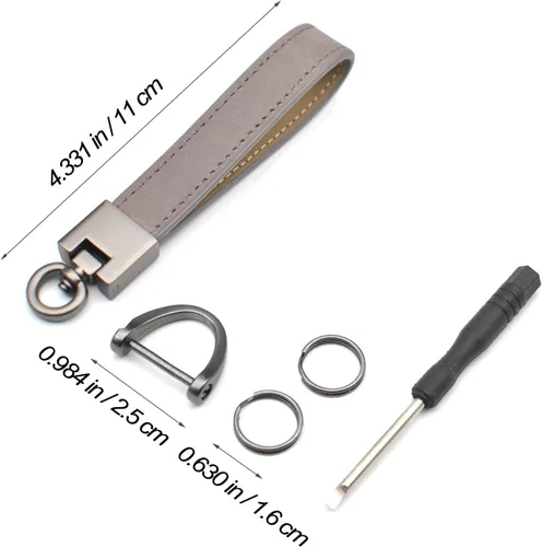 Miniatura 6 de MECHCOS Llaveros para llavero de coche de cuero genuino con anillo en D para hombres y mujeres con destornillador, llaveros y giro giratorio de 360