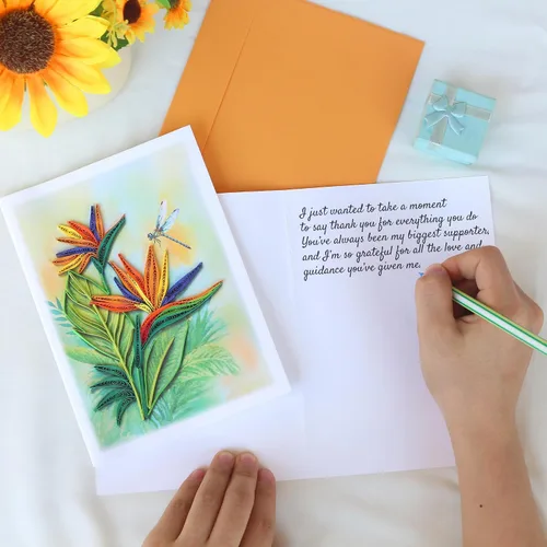 Miniatura 5 de KingKraft Tarjeta de felicitación de pájaro del paraíso Quilling, tarjeta de cumpleaños, tarjeta de aniversario para esposa, marido, tarjeta