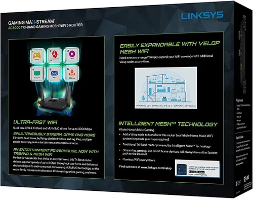 Miniatura 8 de Linksys Router Mesh Wifi 5, doble banda, cobertura de 1200 pies cuadrados, admite WiFi de invitados, control parental, más de 12 dispositivos