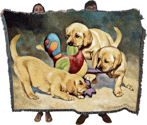 Miniatura 15 de Pure Country Weavers Golden Retriever - Manta tejida personalizada azul BG por Robert May - Manta de tapiz de algodón, fabricada en los Estados