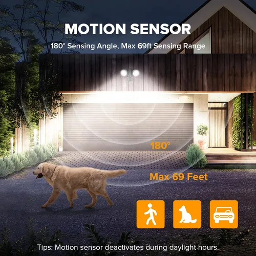 Miniatura 4 de UME Paquete de 2 Luces LED de Seguridad de 32W 3500 Lúmenes con Sensor de Movimiento para Exteriores, Luz Diurna 5000K, IP65 Impermeable, del Negro