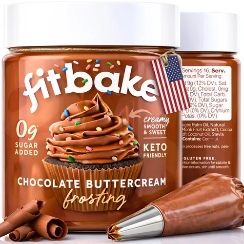 FitBake Glaseado de crema de mantequilla de chocolate | Glaseado keto para postres bajos en carbohidratos | Glaseado keto sin azúcar | 0g