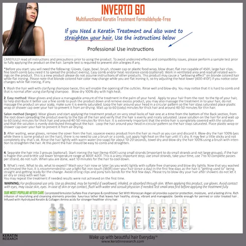 Miniatura 4 de INVERTO 60 Advanced Gel Complex Brazilian Keratin Hair Blowout Treatment Formaldehyde Free Straightening Smoothing and Repair Damaged Hair Keratin