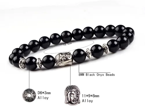 Miniatura 3 de Joya brazalete con gemas redondas de 8 mm, brazalete para los chacras, regalo de cumpleaños