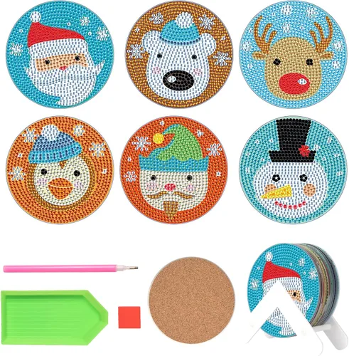 Miniatura 11 de MVVMTOP 6 posavasos de pintura de diamantes con soporte dimensional, formas especiales de bricolaje con forma especial de pata de gato, kits de arte