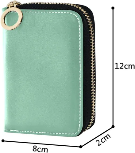 Miniatura 5 de linqin Tarjetero delgado con cremallera para mujer, con bloqueo RFID, cuero suave, 2 bolsillos para monedas, esencial para viajes