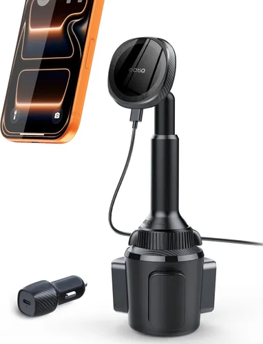 OQTIQ Soporte de taza para cargador de coche inalámbrico MagSafe compatible con iPhone 17/16/15/14/13/12, soporte magnético para teléfono para