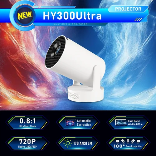 Miniatura 2 de Mini proyector inteligente WiFi 6 Bluetooth 5.4 5W altavoz base de sonido, rotación de 180°, 720P Android 11.0 170 lúmenes ANSI pantalla de 110