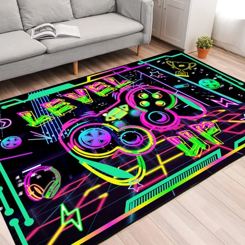 Miniatura 4 de Alfombras de área de juegos para niños, alfombras geniales para jugadores, adolescentes, alfombras grandes de videojuegos para dormitorio, consola