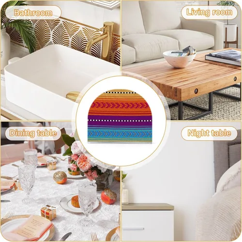 Miniatura 8 de Servilletero mexicano a rayas naranja y morado para mesa, dispensadores de servilletas de tejido acrílico, servilleteros de cóctel transparentes