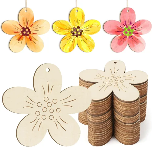 Miniatura 14 de Adornos de madera para árbol de Navidad para pintar, decoración de Navidad y Acción de Gracias, recortes sin terminar, 24 piezas de 3.5 x 3