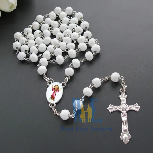 Miniatura 3 de Divino Nino Divino Niño Jesús Perfumado Rosario (12 PCS) Recuerdos de presentacion de 3 años Bautismo Party Favor Baby Jesus (blanco)